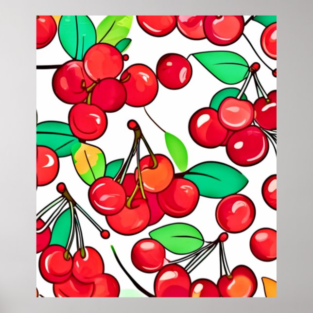 Poster Design de Padrão de Cereja (Frente)