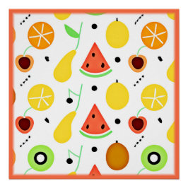 Póster Design de Padrão de Frutas Tropicais
