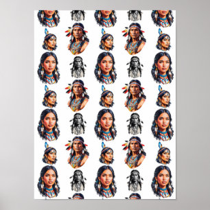Poster Design de Padrão de Tribo Indiano Nativo Americano