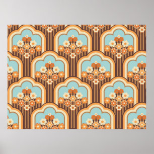 Poster design de papel de parede, sem costura, da década 