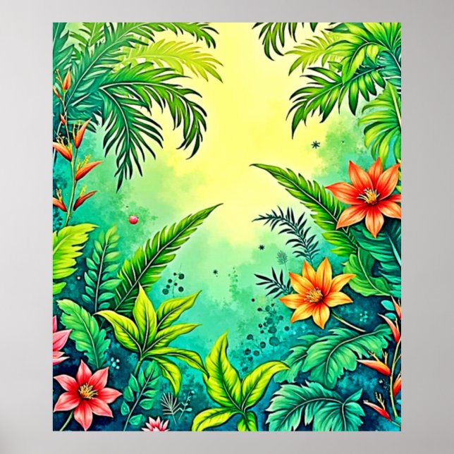 Poster Design de Paraíso Tropical Jungle Lush (Frente)