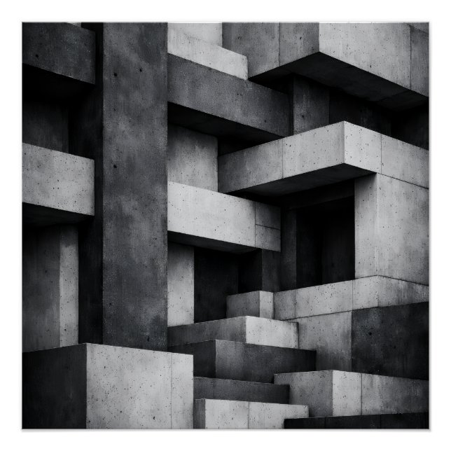 Póster Design de Penthouse Brutalista Interior Monocromát (Frente)