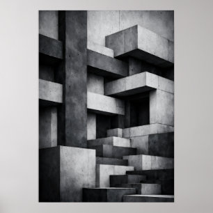 Poster Design de Penthouse Brutalista Interior Monocromát