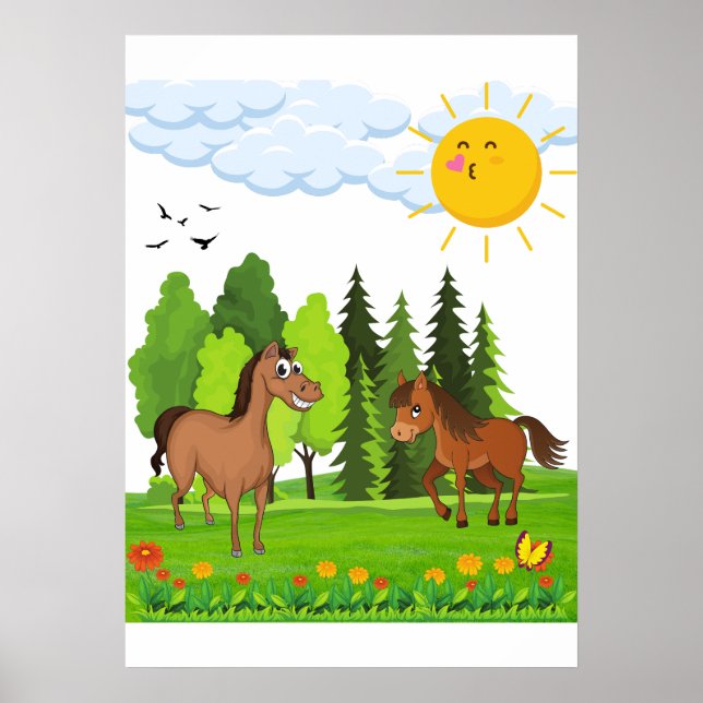 Poster Design de pequenos cavalos para crianças (Frente)