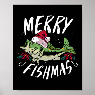 Poster Design de pesca com tema de Natal engraçado - Merr