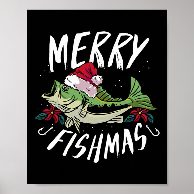Poster Design de pesca com tema de Natal engraçado - Merr (Frente)