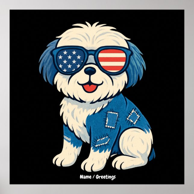 Poster Design de Pet Cachorro de Cordas com Densagem Engr (Frente)