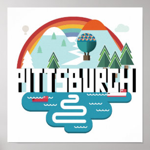 Póster Design de Pittsburgh, arquitectura da cidade de