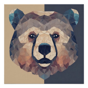 Póster Design de Poli Inferior da Cabeça de Urso