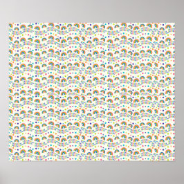 Poster design de pôster colorido apresenta um arco-íris v