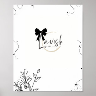 Poster Design de pôster de parede floral com laço assinat