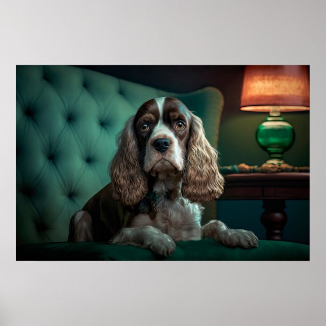Poster Design de retrato clássico de Cocker Spaniel elega (Frente)