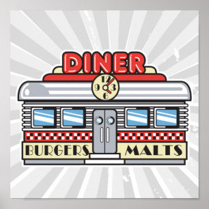 Póster design de retro-diner