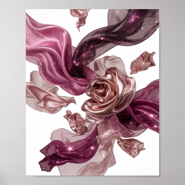 Poster Design de ROSAS de TECIDO de Prata Resfriada (Frente)