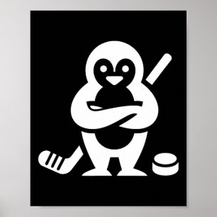 Poster Design de Silhueta de Pinguim de Hóquei Determinad