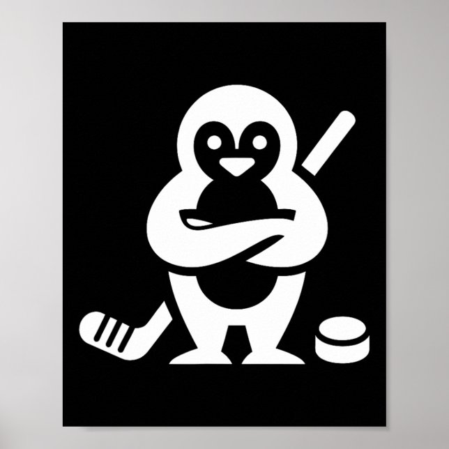 Poster Design de Silhueta de Pinguim de Hóquei Determinad (Frente)