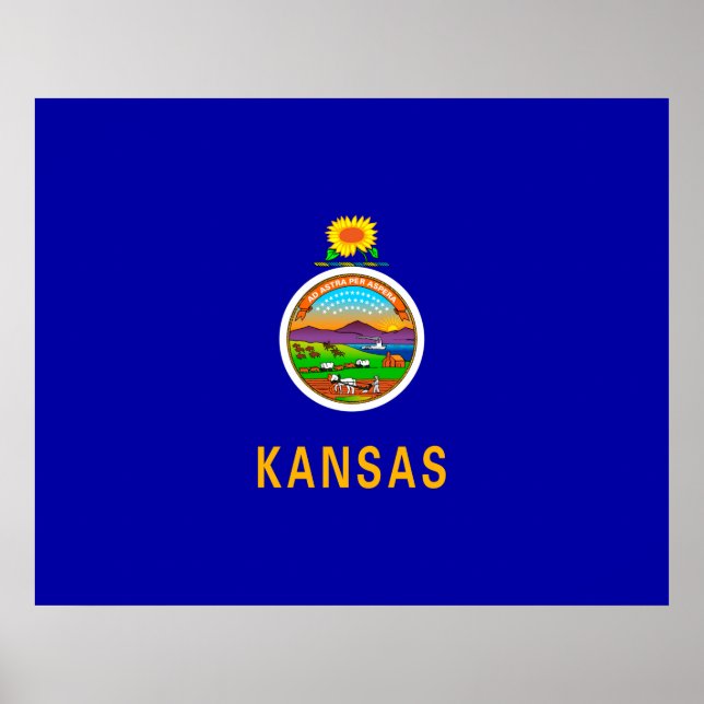 Póster Design de Sinalizador do Estado do Kansas (Frente)