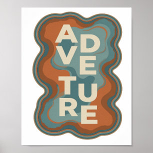 Poster Design de slogan de aventura laranja artístico