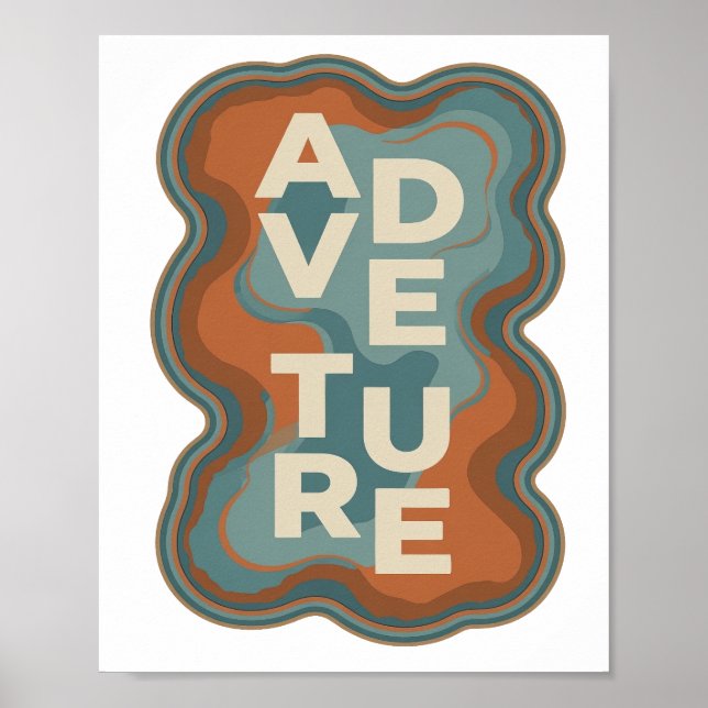 Poster Design de slogan de aventura laranja artístico (Frente)