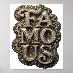 Poster Design de Slogan FAMOSO Dourado Atraente
