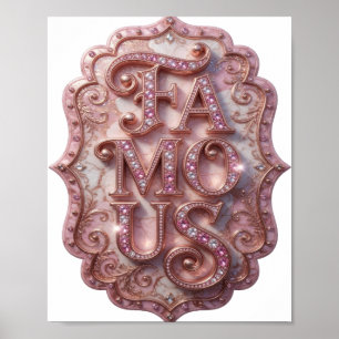 Poster Design de Slogan FAMOSO Rosa Moderno