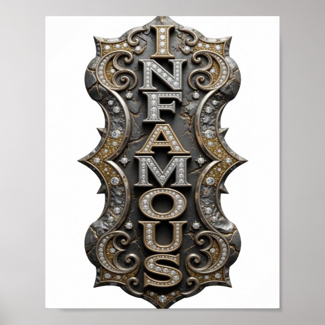 Poster Design de Slogan INFAMOUS Ouro Crespado (Frente)