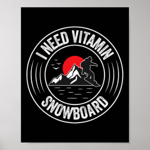 Poster Design De Snowboard legal Para Homens Moças Snowbo