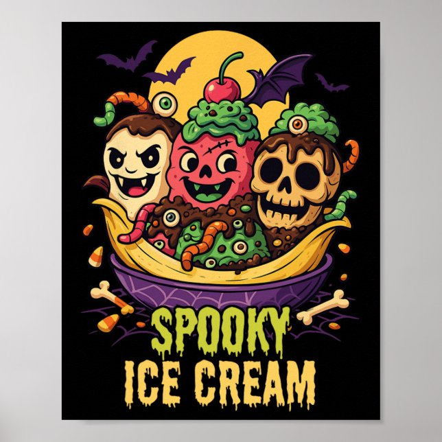 Poster Design de Sorvete de Shert Halloween,  assustador (Frente)