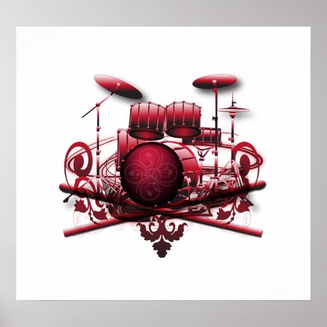 Póster design de tambor vermelho (Frente)