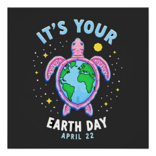 Póster Design de Tartaruga do Dia da Terra 22 de Abril Pa