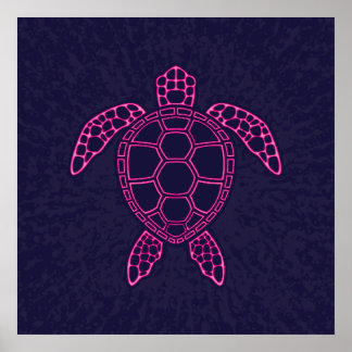 Poster Design de Tartaruga-do-mar Neo-Rosa-Quente