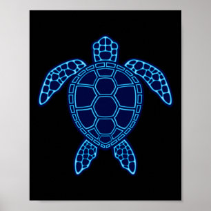 Poster Design de Tartaruga do Mar Neon