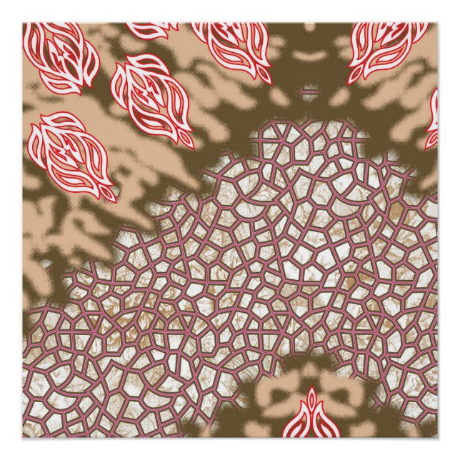 Póster Design de tecido de intricato com padrões florais (Frente)