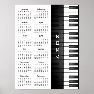 Poster Design de Teclado de Piano Cartaz de Calendário de