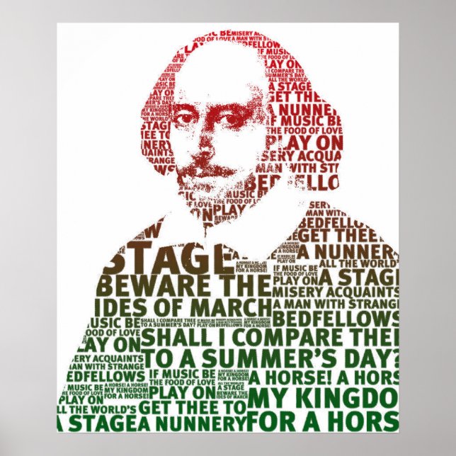 Poster Design de texto de gradiente verde Shakespeare (Frente)