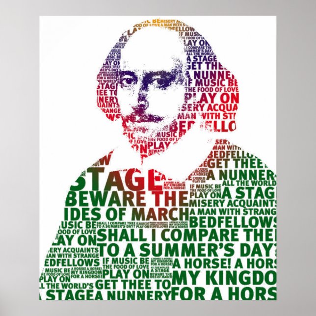 Poster Design de texto de gradiente verde Shakespeare (Frente)