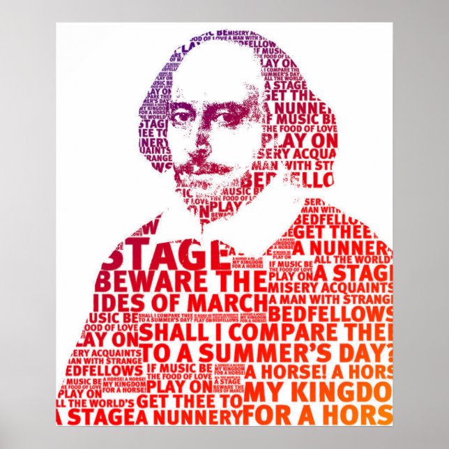 Poster Design de texto de gradiente vermelho de Shakespea (Frente)
