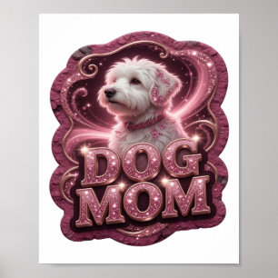 Poster Design de texto DOG MOM em ouro clássico