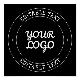 Póster Design de Texto Editável c/Seu Logotipo | Preto e 