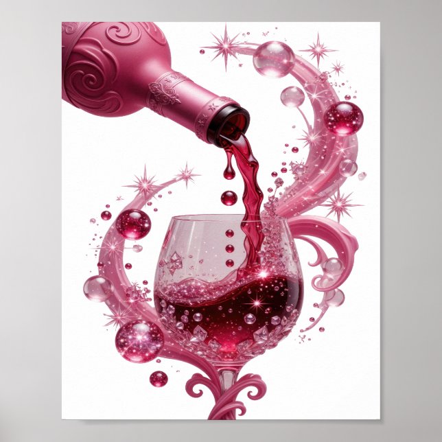 Poster Design de texto em prata com PINK WINE com ar mode (Frente)