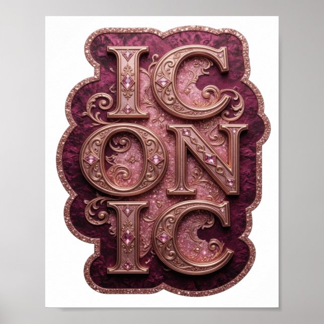 Poster Design de Texto ICONIC Dourado Fresco (Frente)