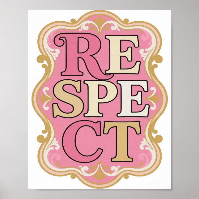Poster Design de texto RESPEITO Witty Gold (Frente)