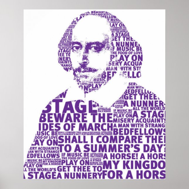 Poster Design de texto Shakespeare Roxo (Frente)