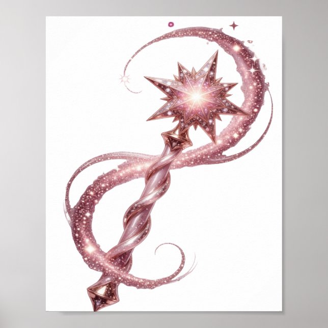 Poster Design de texto STAR WAND cor-de-rosa divertido (Frente)
