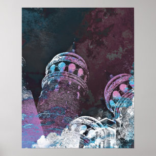 Póster Design de torres rosa de arte digital moderna