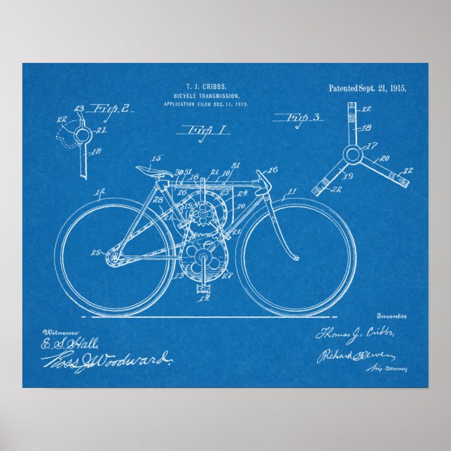 Póster design de Transmissão de Bicicleta 1915 - Impressã (Frente)