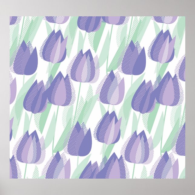 Poster Design de Tulipas: floral violeta pálido. (Frente)