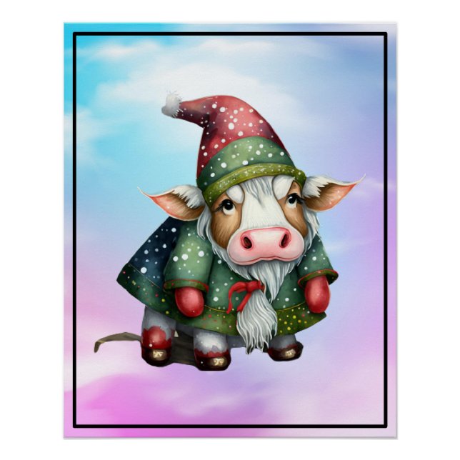 Póster Design de Vaca Gnomo de Natal-83456 (Frente)