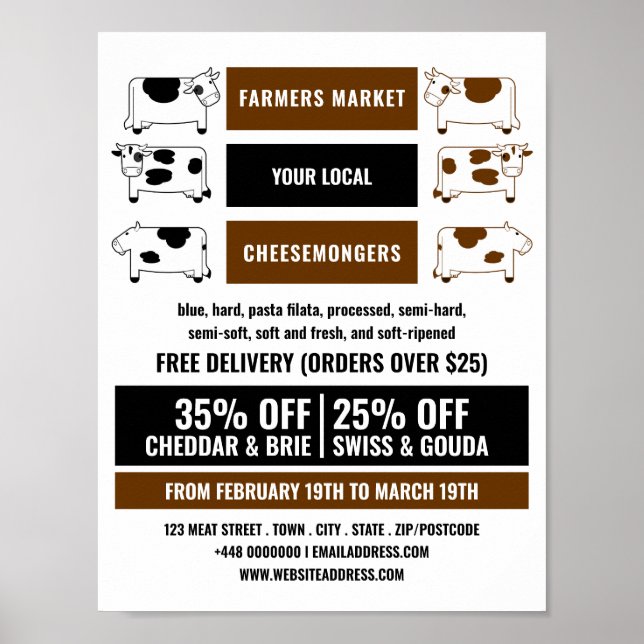 Poster Design de Vaca Leiteira, Publicidade Cheesemonger (Frente)