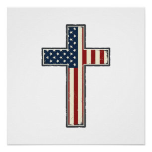 Póster Design de Vetor de Cruz Patriótica Angustiada_1